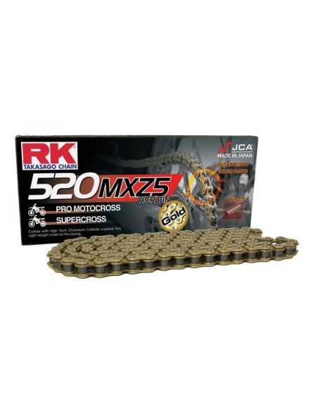 Cadena RK 520 MXZ5 Super Reforzada 120 Pasos Oro CL