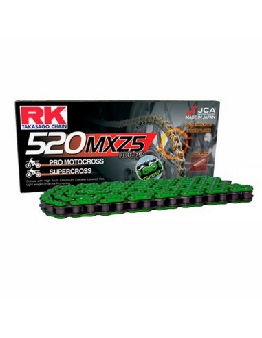 Cadena RK 520 MXZ5 Super Reforzada 120 Pasos Verde