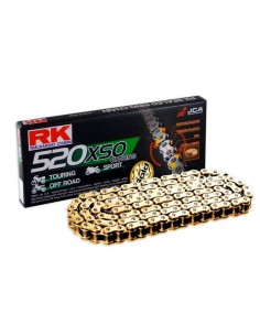 Cadena RK GB 520 XSO Super Reforzada con Retenes 120 Pasos Serie Oro